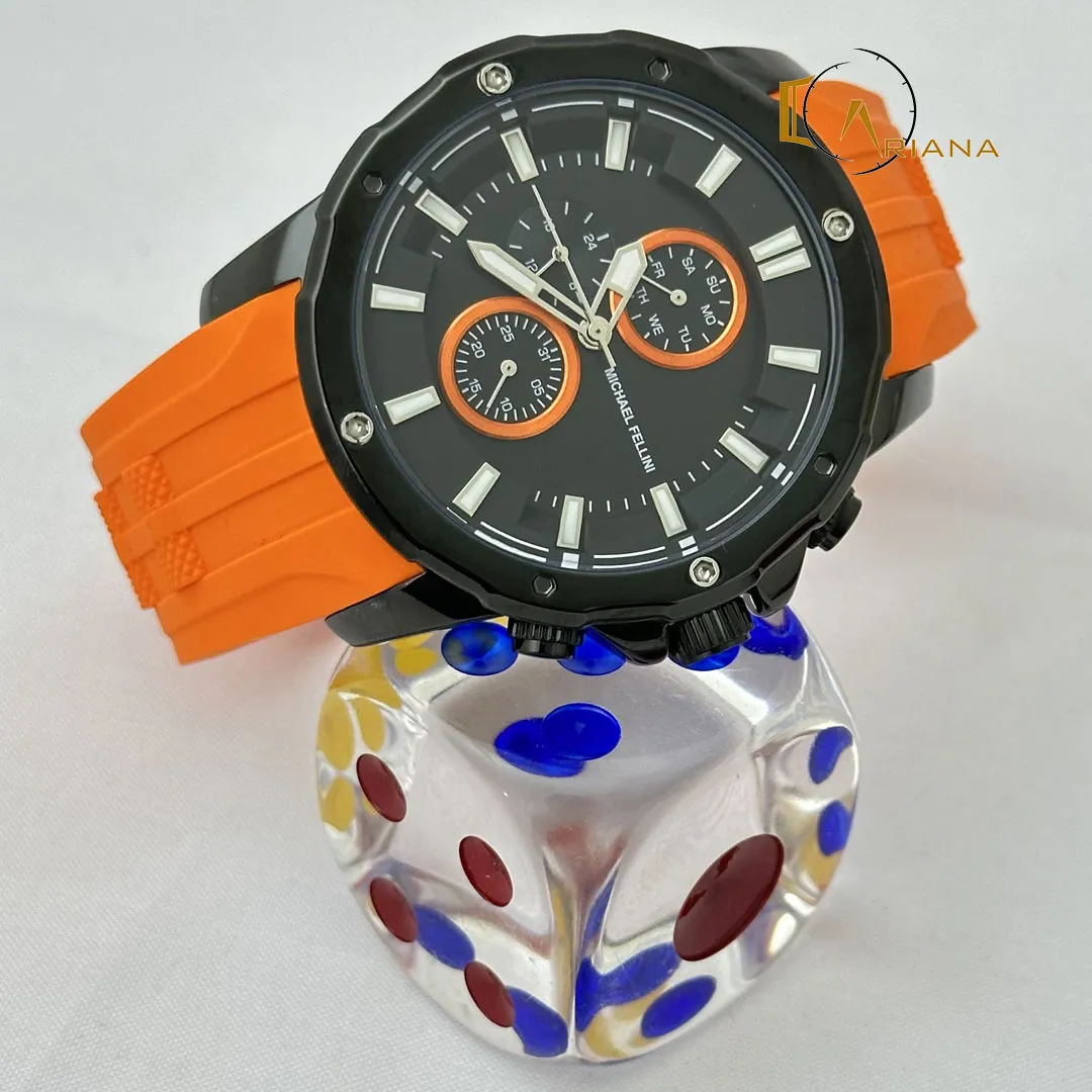 ساعت نارنجی مردانه نمادی از زیبای رنگ گرم در استایل